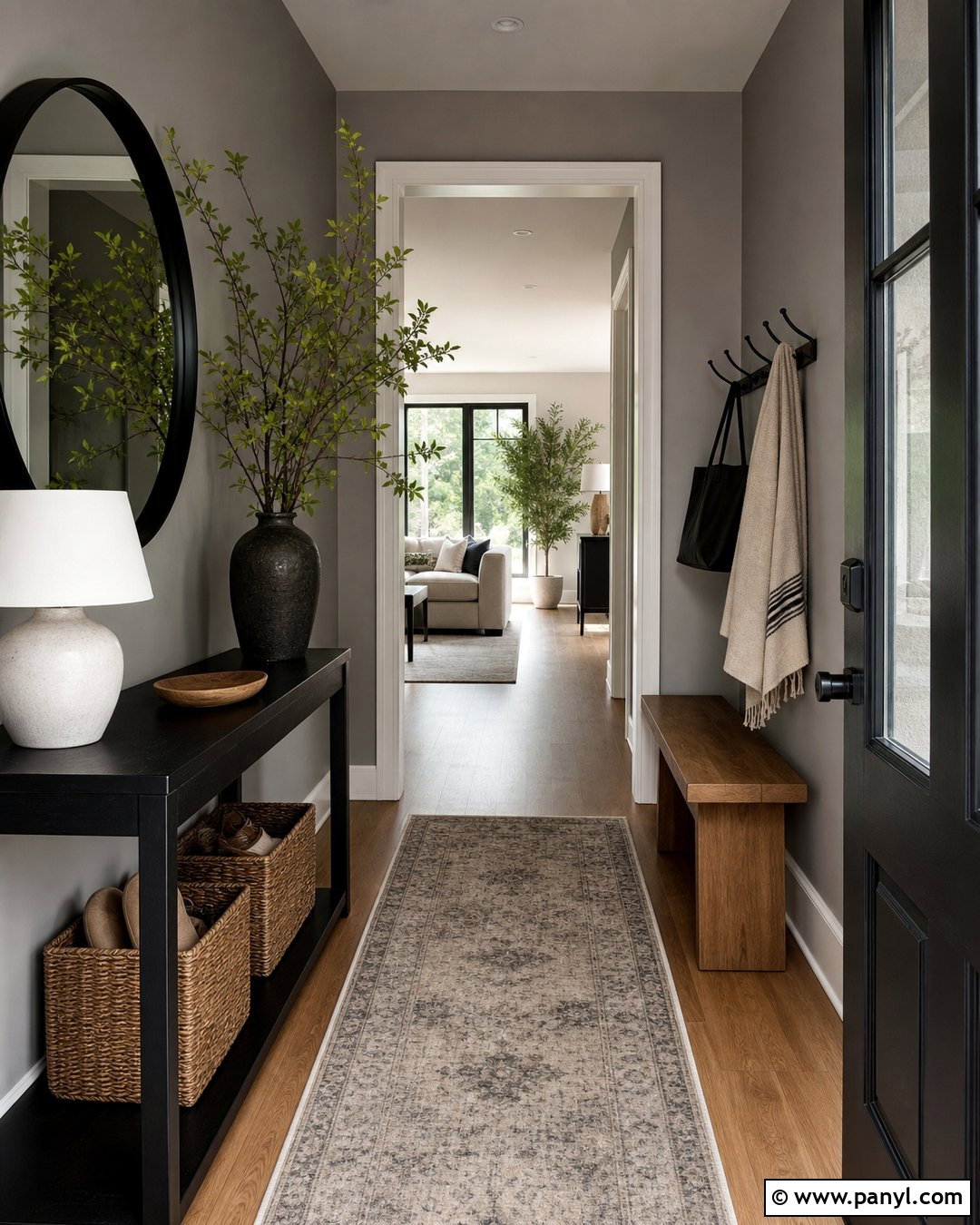 Gray Entryway With Black Accents - 25 Room With Gray Walls
