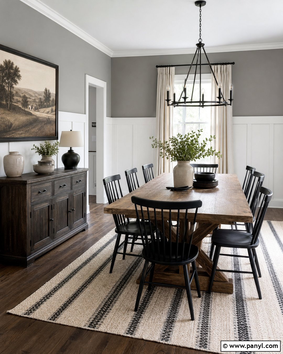 Gray Farmhouse Dining Room - 25 Wall Paint Gray Ideas