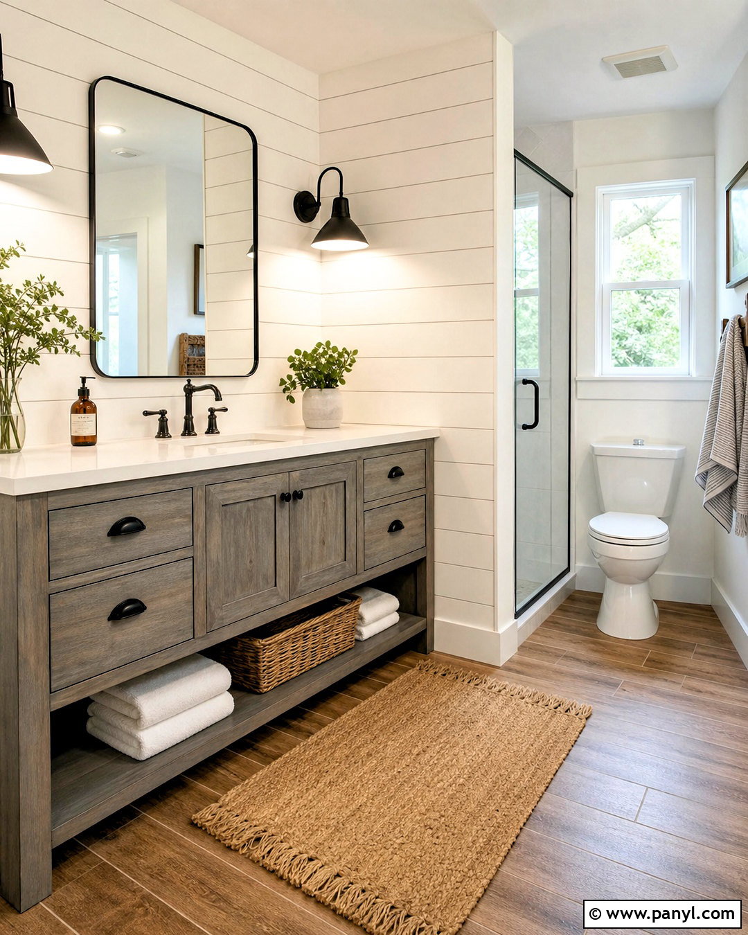 Gray Farmhouse Vanity With Shiplap - 20 gray vanity bathroom ideas