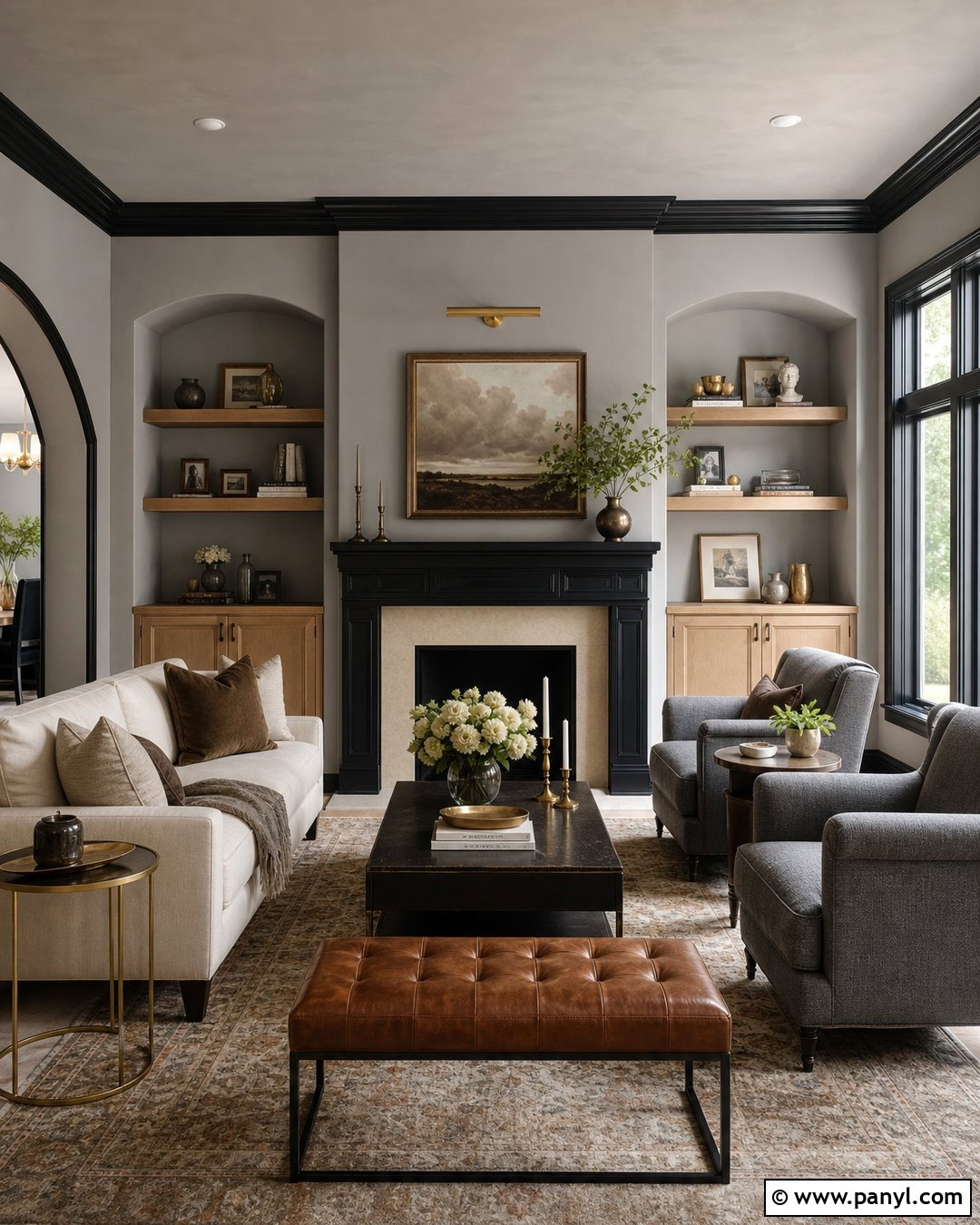 Gray Fireplace Wall With Black Trim - 35 gray walls with black trim ideas