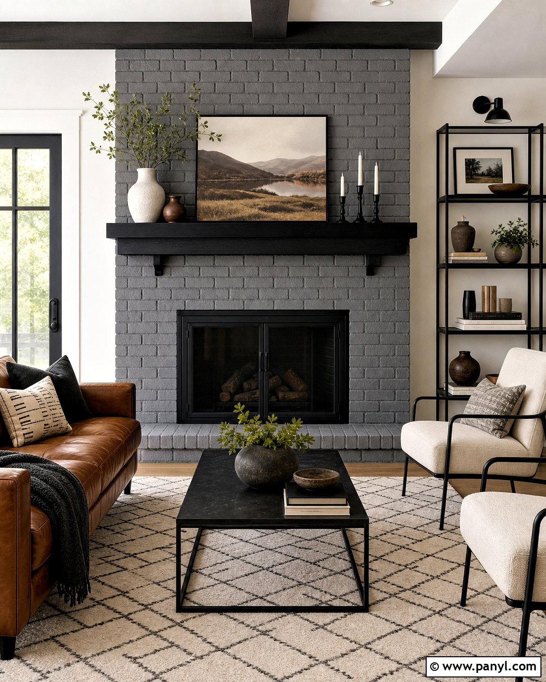 Gray Fireplace With Black Mantel - 20 gray fireplace brick painted ideas