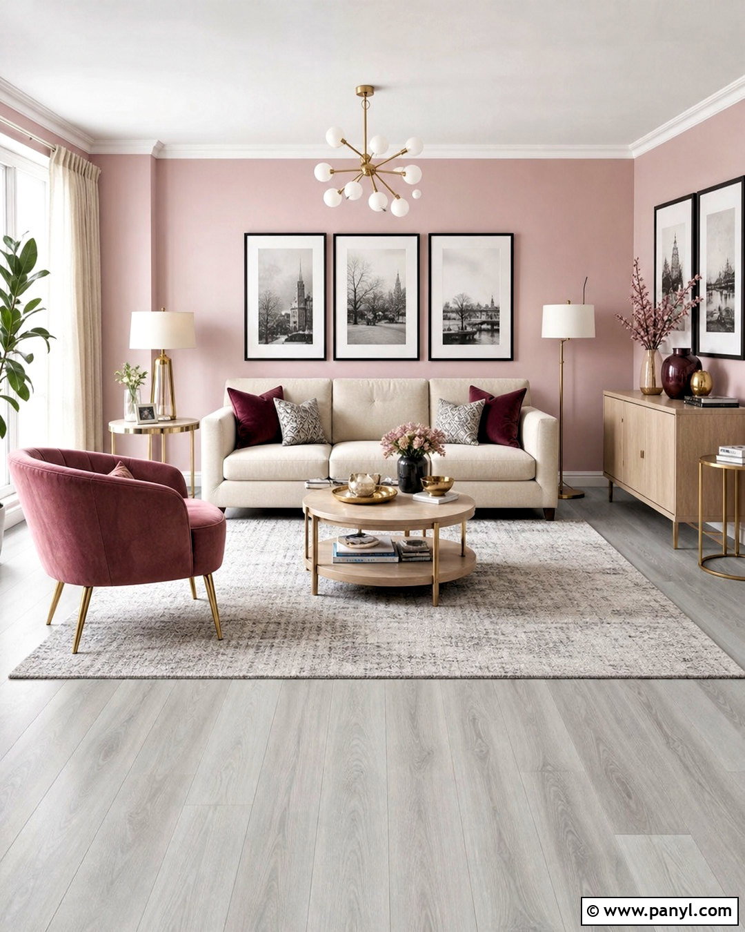 Gray Flooring With Blush Pink - 20 gray flooring living room colour schemes