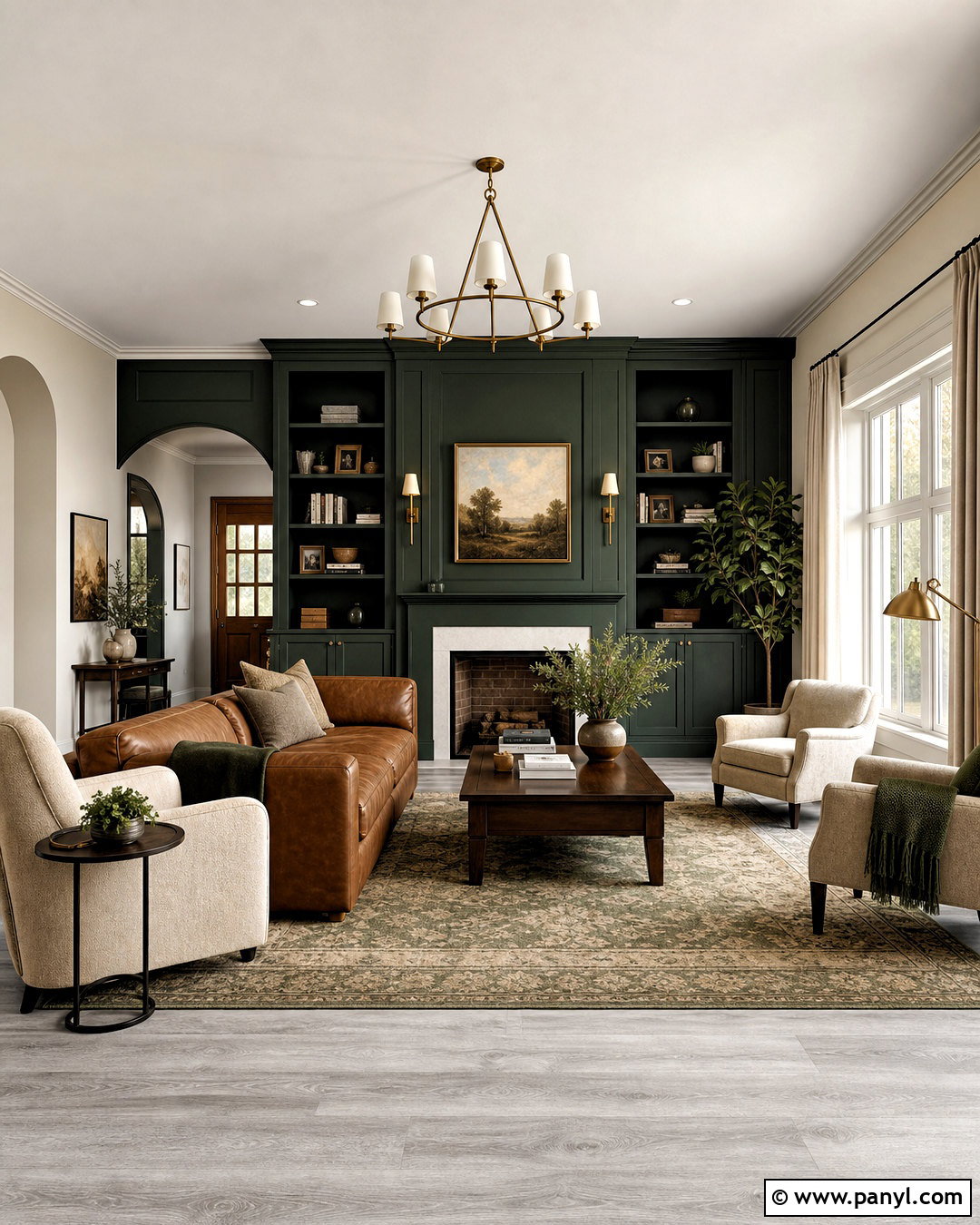 Gray Flooring With Forest Green - 20 gray flooring living room colour schemes