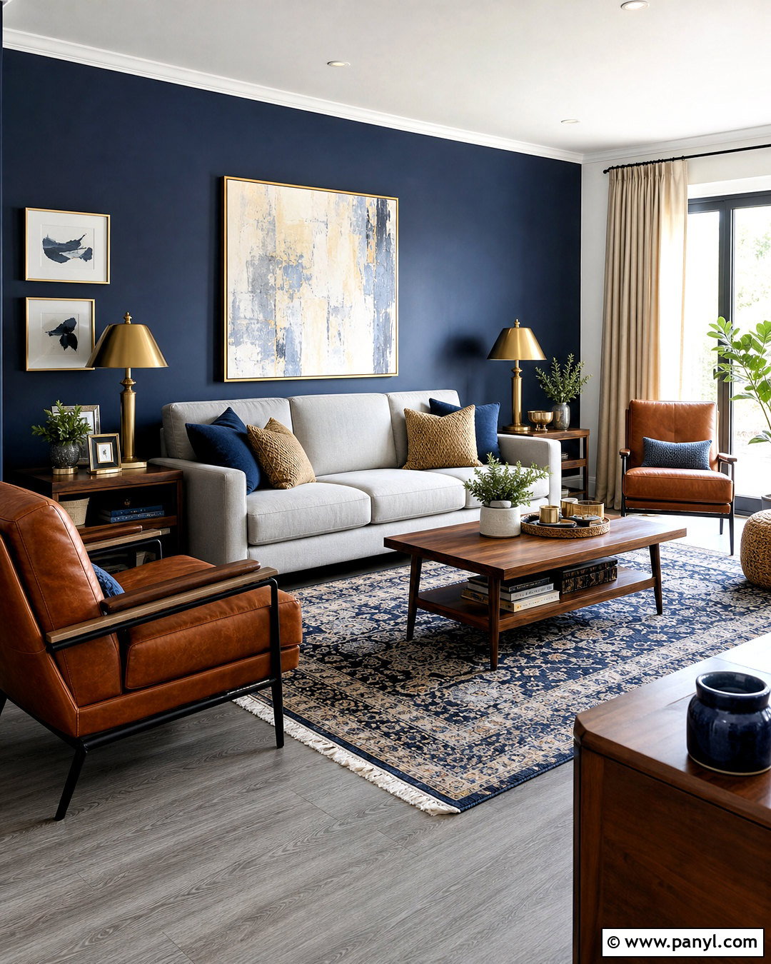 Gray Flooring With Navy Blue - 20 gray flooring living room colour schemes
