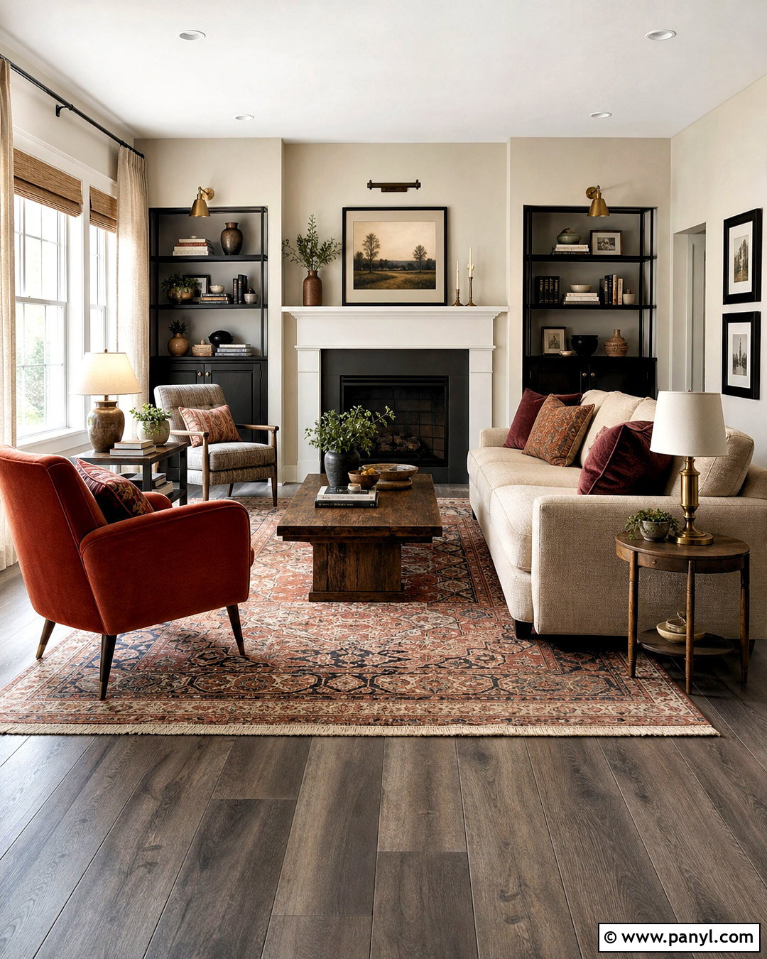 Gray Flooring With Red And Rust - 20 gray flooring living room colour schemes
