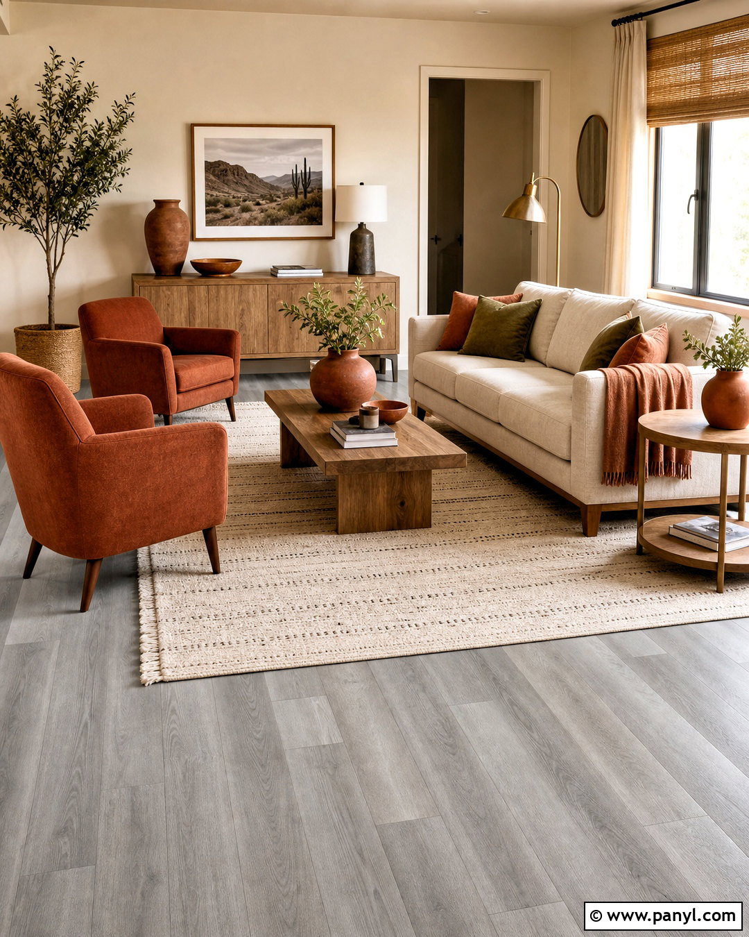 Gray Flooring With Terracotta - 20 gray flooring living room colour schemes