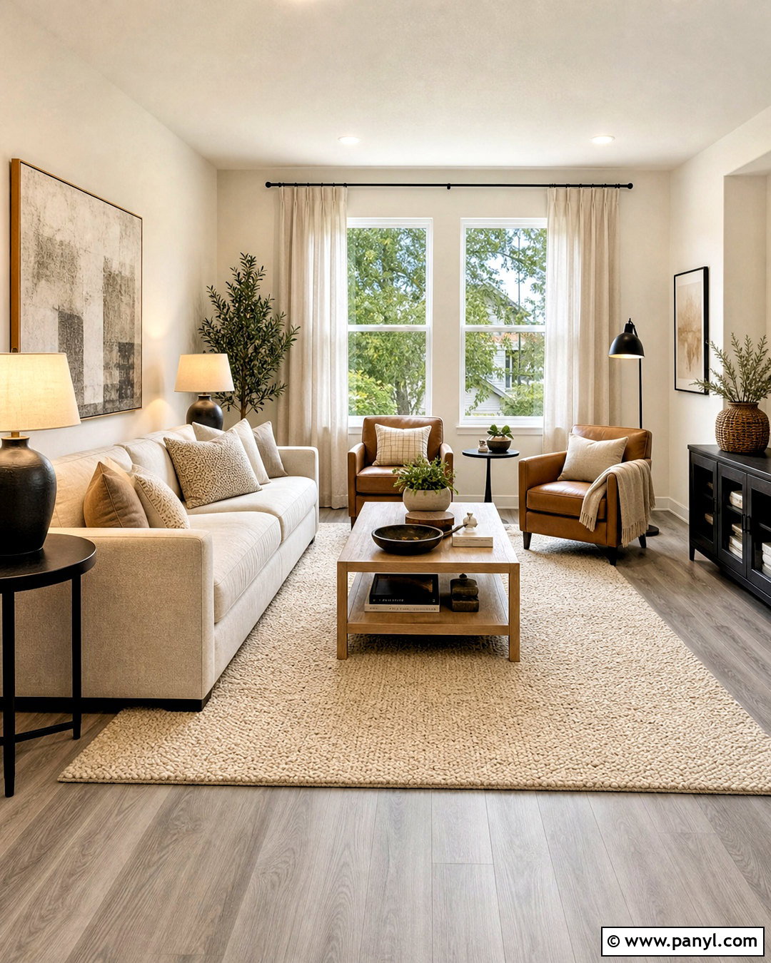 Gray Flooring With Warm White Walls - 20 gray flooring living room colour schemes