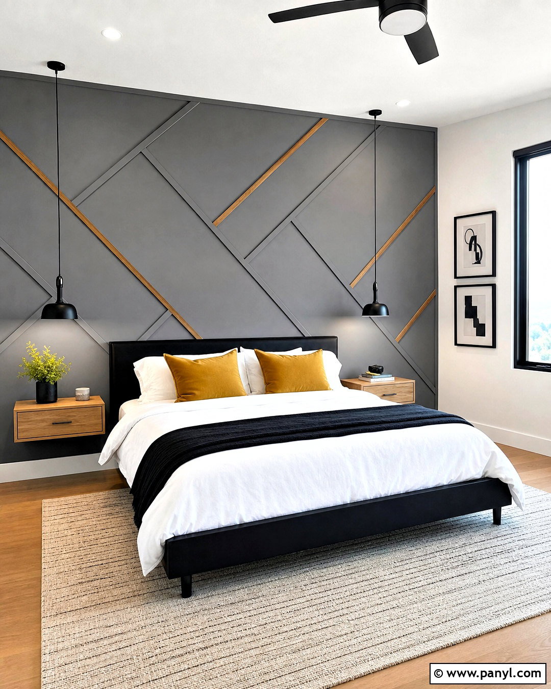 Gray Geometric Accent Wall Bedroom - 20 gray accent wall bedroom ideas