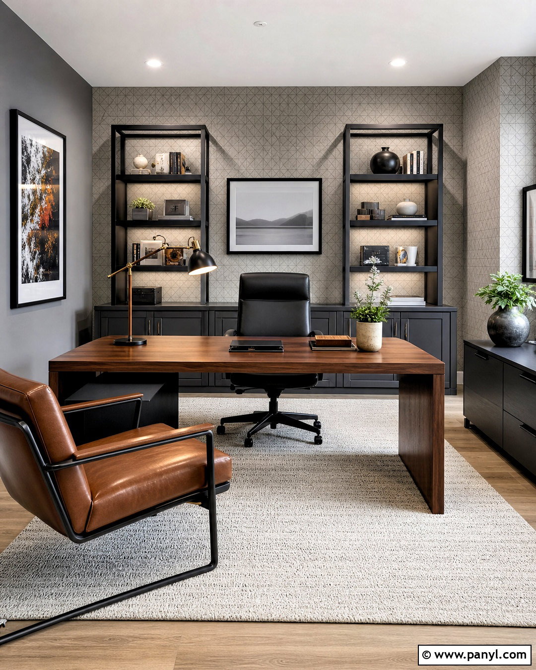 Gray Geometric Home Office - 20 gray wallpaper ideas