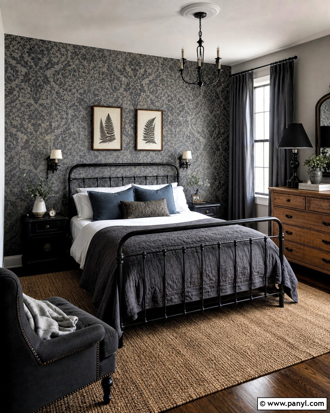 Gray Gothic Damask Wallpaper Guest Bedroom - 20 gothic damask pattern wallpaper ideas