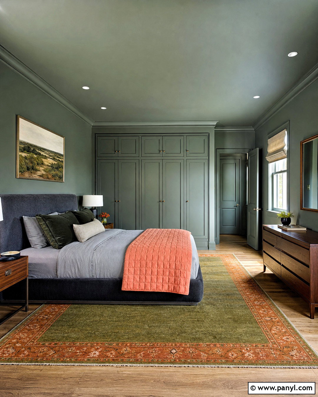 Gray Green Color Drenched Bedroom - 20 paint for rooms bedrooms wall colors