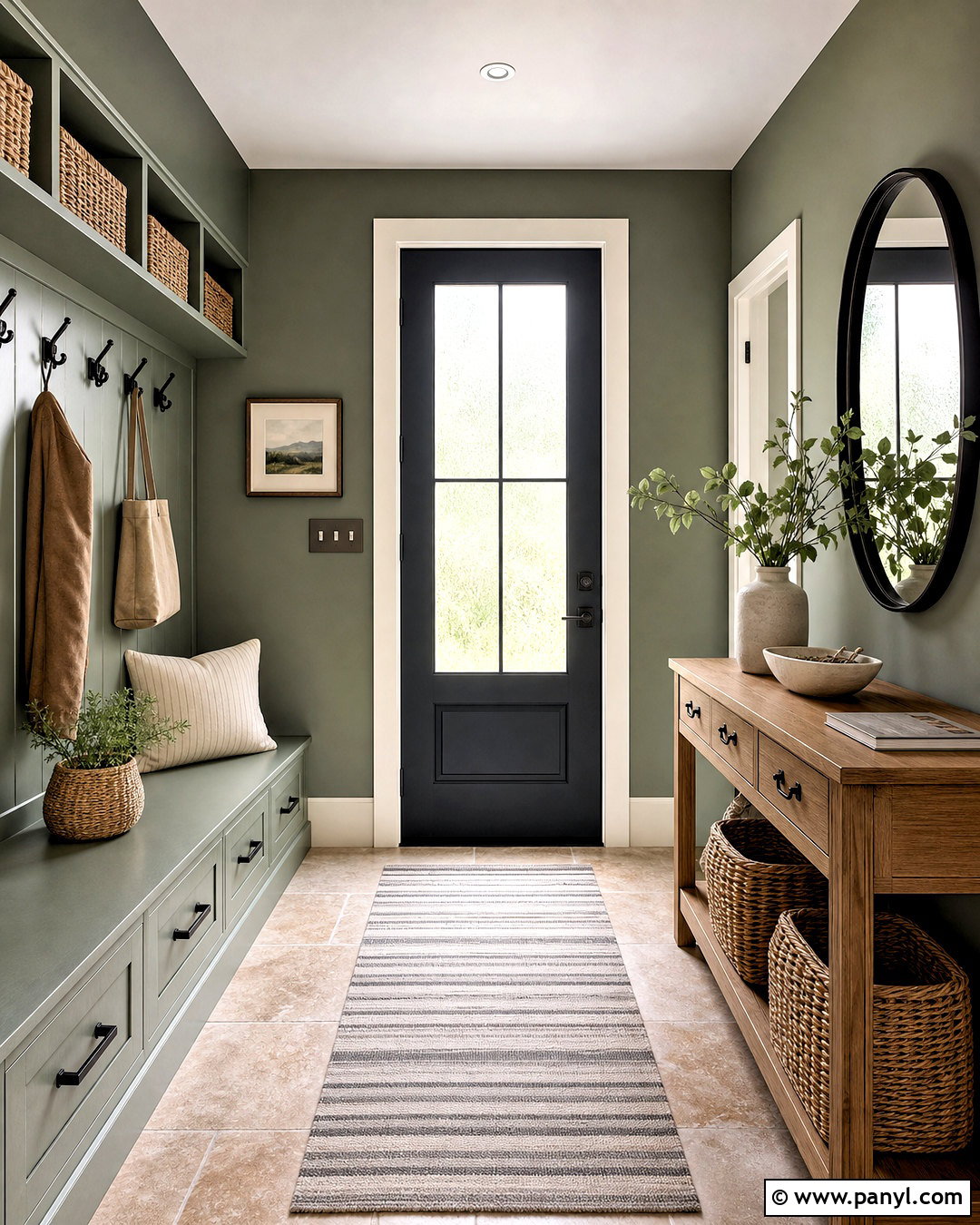 Gray Green Entryway - 20 green painted rooms