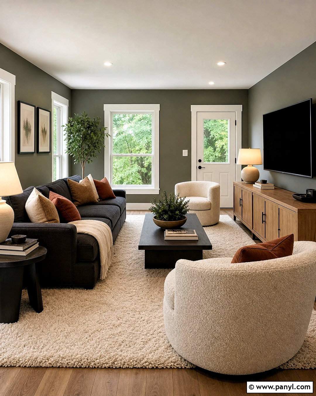 Gray Green Family Room - 20 family room paint color ideas