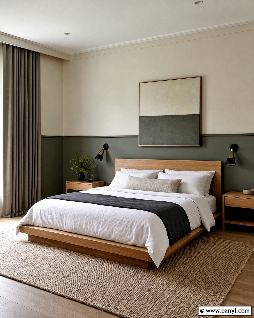 Gray Green Half Wall Minimalist Bedroom - 20 half green wall ideas