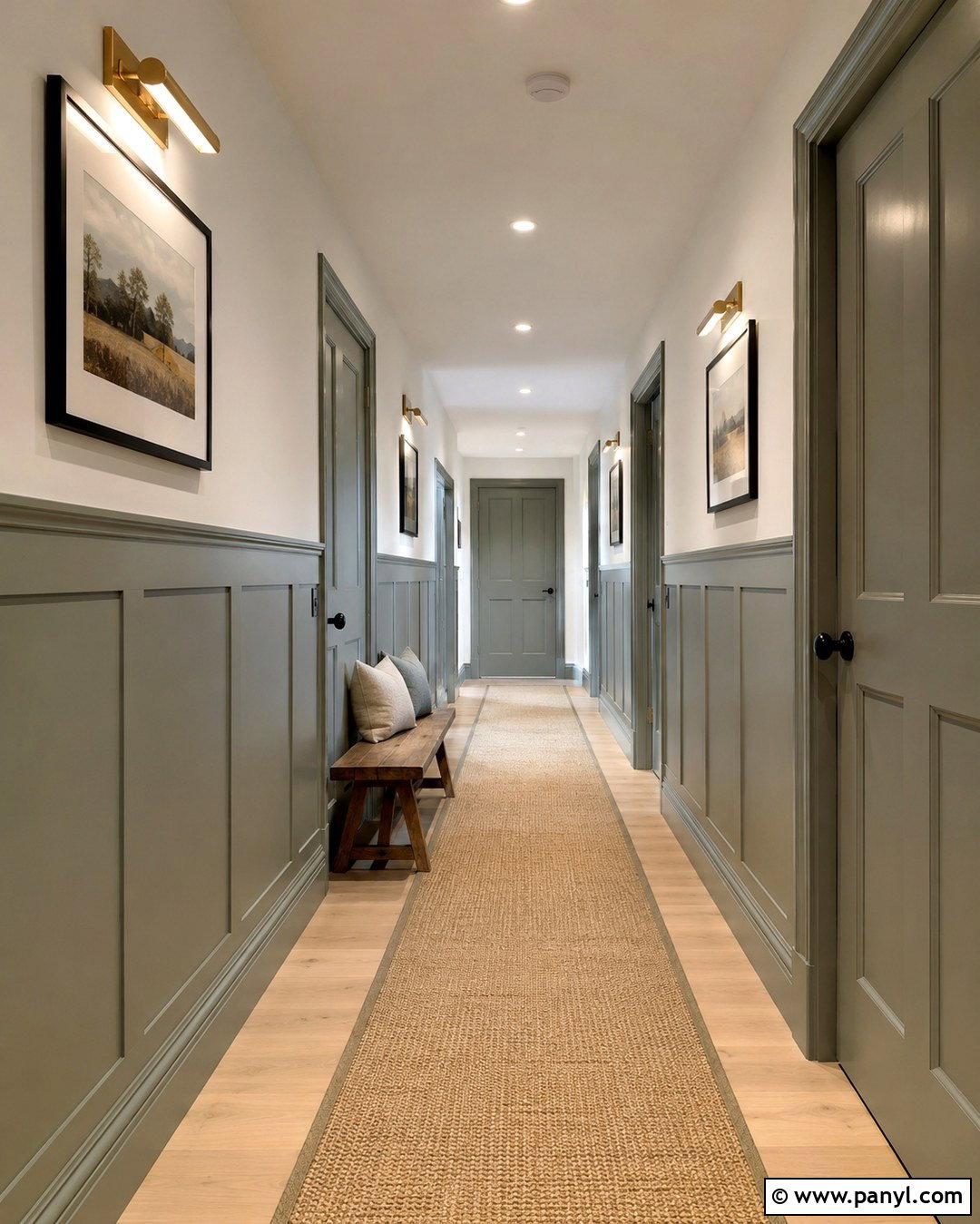 Gray Green Hallway Wainscoting - 20 Green Painted Paneling Ideas