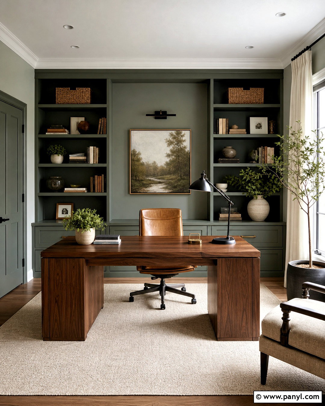 Gray Green Home Office - 20 soft green paint color ideas