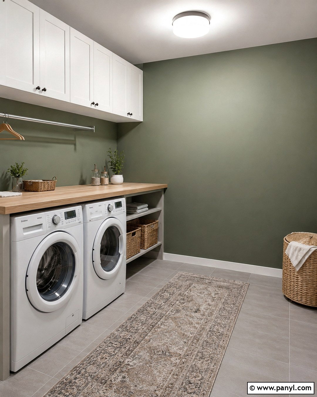 Gray Green Laundry Room Wall - 20 Plain Green Wall Ideas