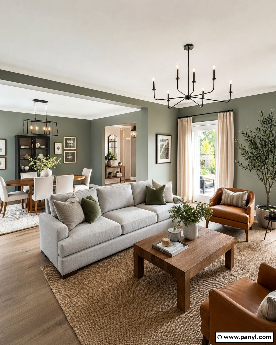 Gray Green Open Plan Room - 25 Wall Color Ideas Green Ideas
