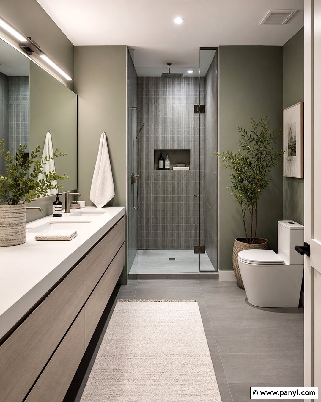 Gray Green Walls With Graphite Tiles - 20 Grey Tiles Green Walls
