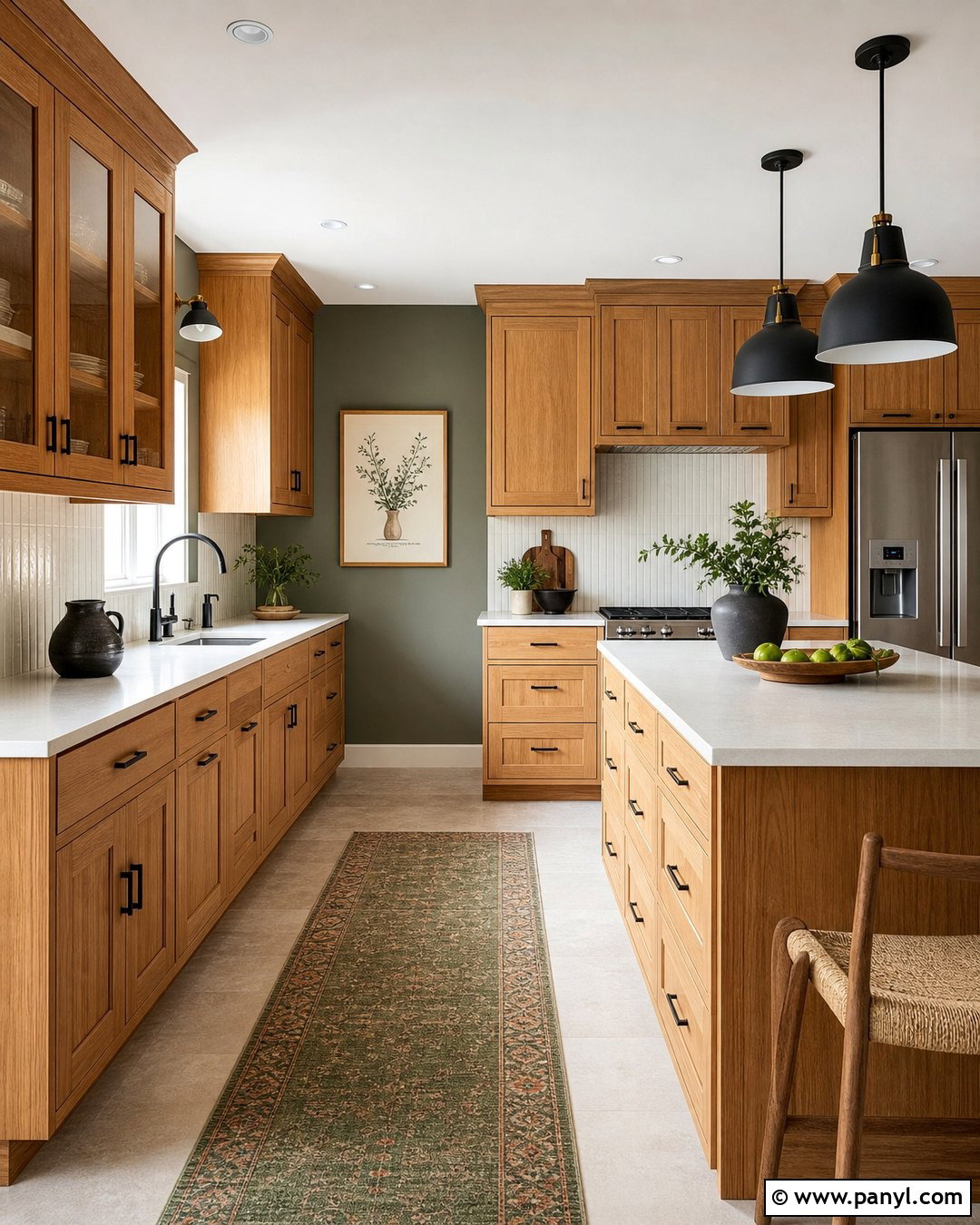 Gray Green Walls With Honey Oak Cabinets - 35 honey oak kitchen cabinets wall color ideas