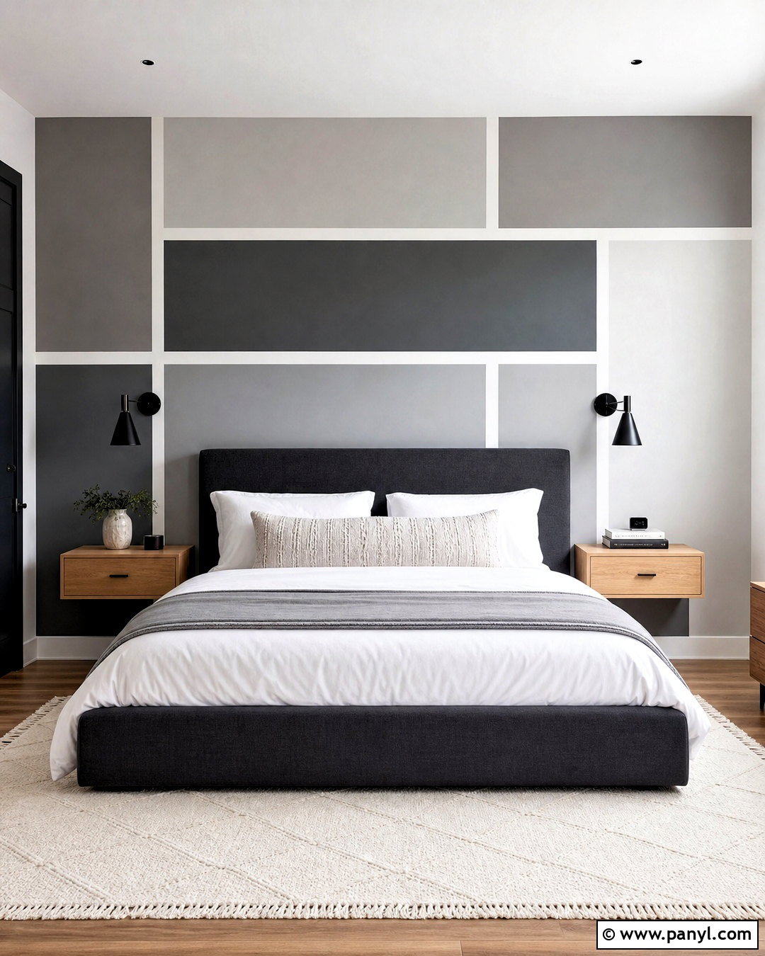 Gray Grid Bedroom Wall - 20 geometric wall paint bedroom ideas