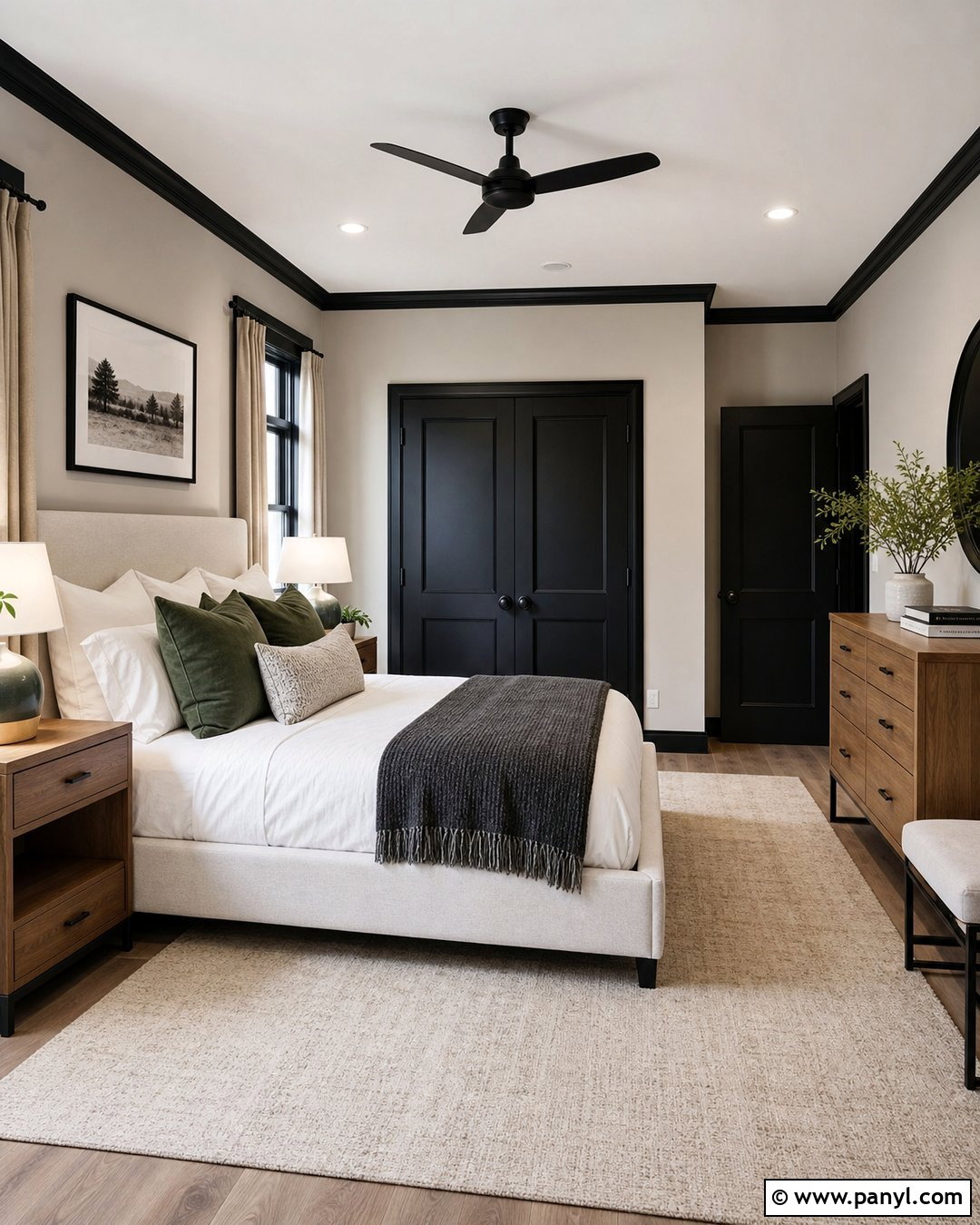Gray Guest Bedroom With Black Trim - 35 gray walls with black trim ideas