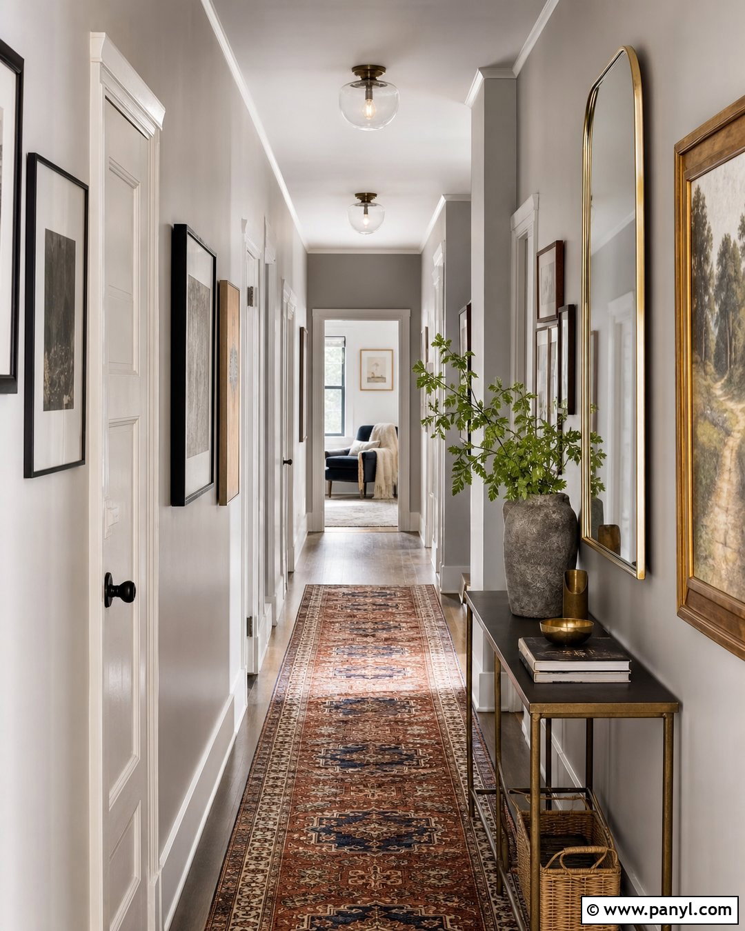 Gray Hallway With Gallery Wall - 25 Room With Gray Walls