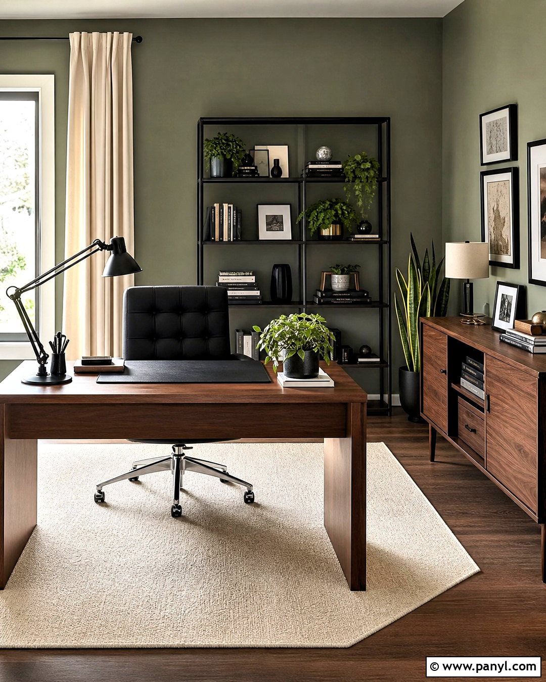 Gray Home Office With Black Accents - 20 gray wall design ideas