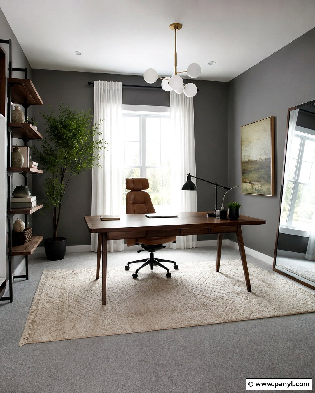 Gray Home Office - 20 Gray Walls Gray Floors