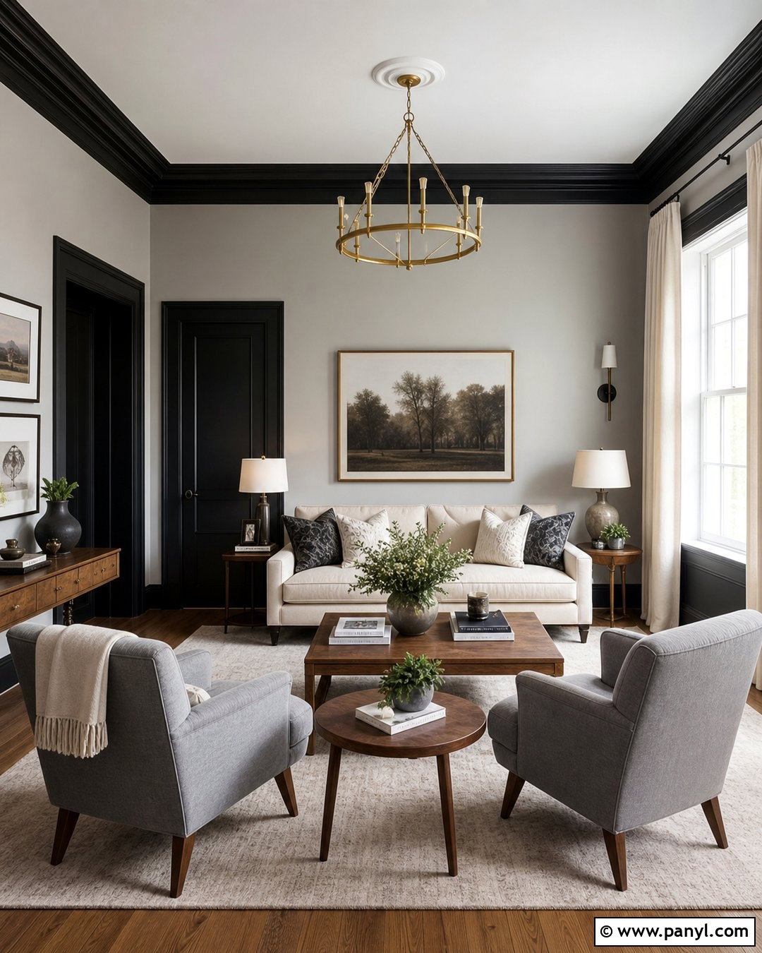 Gray Interior With Black Crown Molding - 35 gray walls with black trim ideas