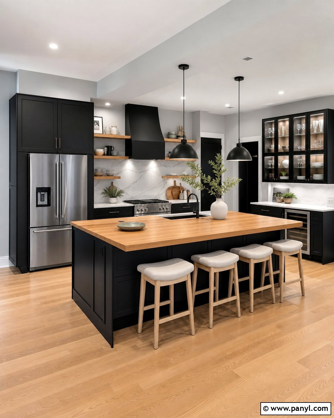 Gray Kitchen Walls With Black Cabinets - 25 Kitchen With Gray Walls