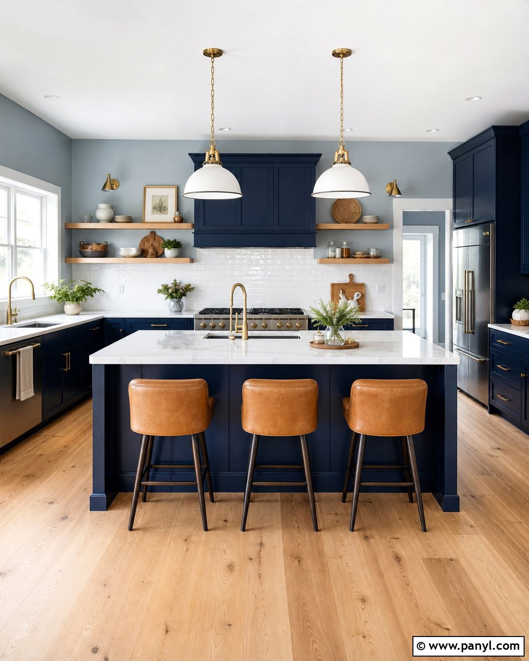 Gray Kitchen Walls With Navy Cabinets - 25 Kitchen With Gray Walls