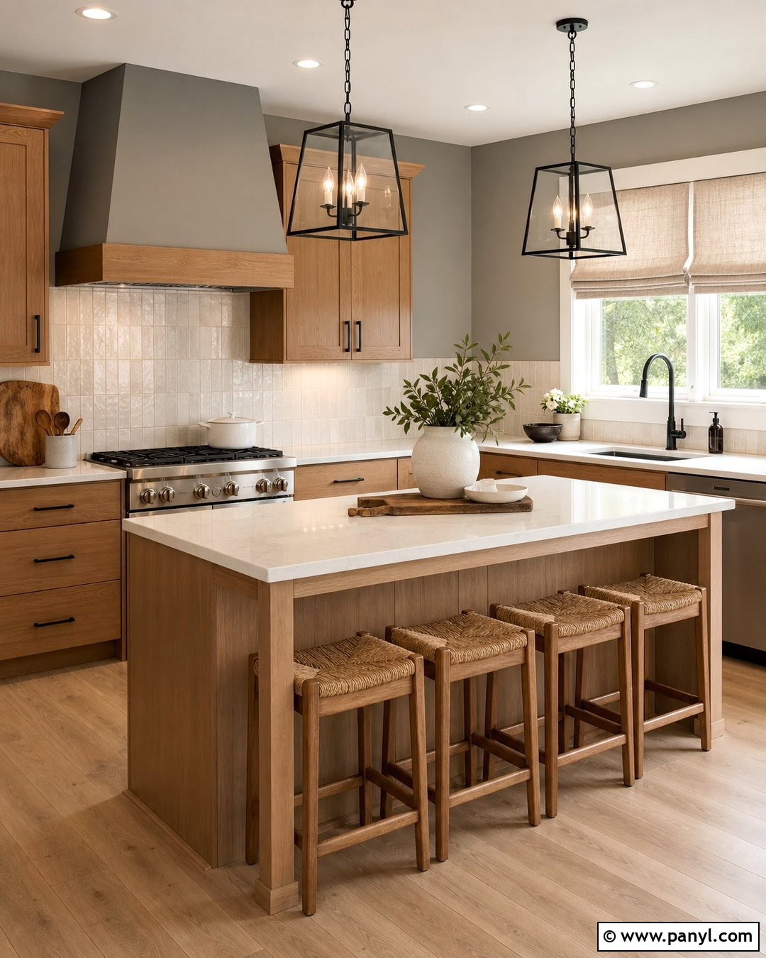 Gray Kitchen Walls With Oak Cabinets - 25 Kitchen With Gray Walls