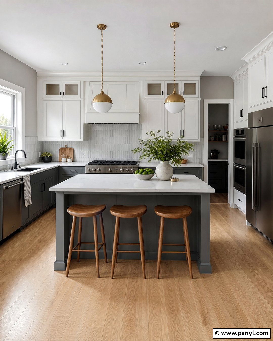 Gray Kitchen Walls With Two Tone Cabinets - 25 Kitchen With Gray Walls