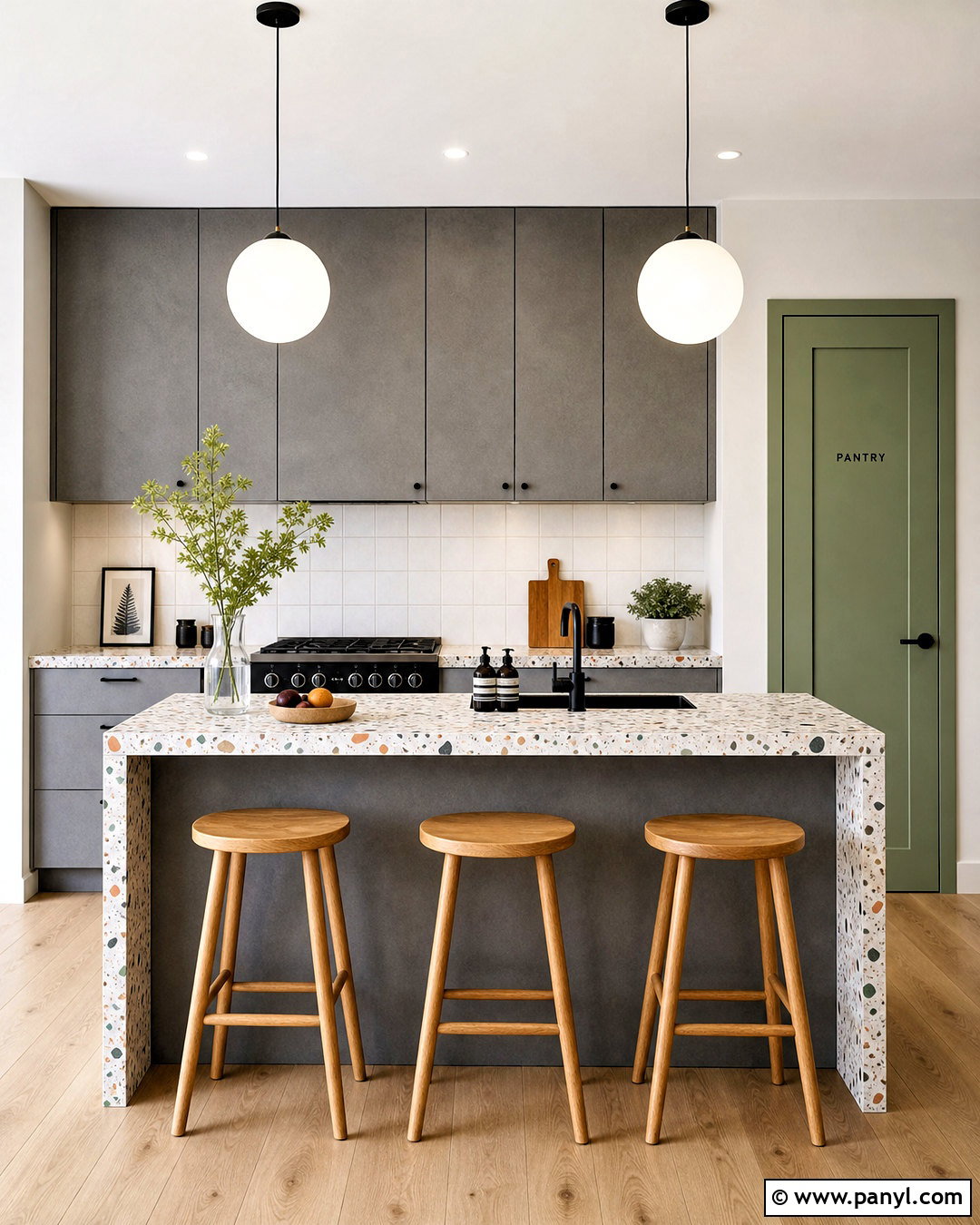 Gray Kitchen With Colorful Terrazzo - 20 gray kitchen ideas color combos