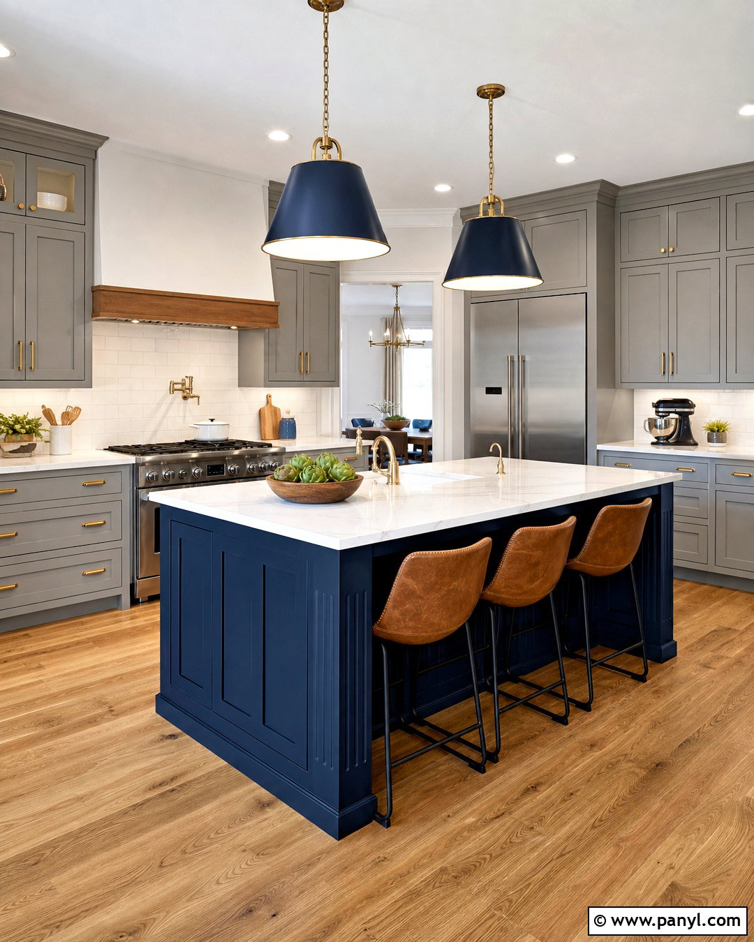 Gray Kitchen With Navy Blue Island - 20 gray kitchen ideas color combos