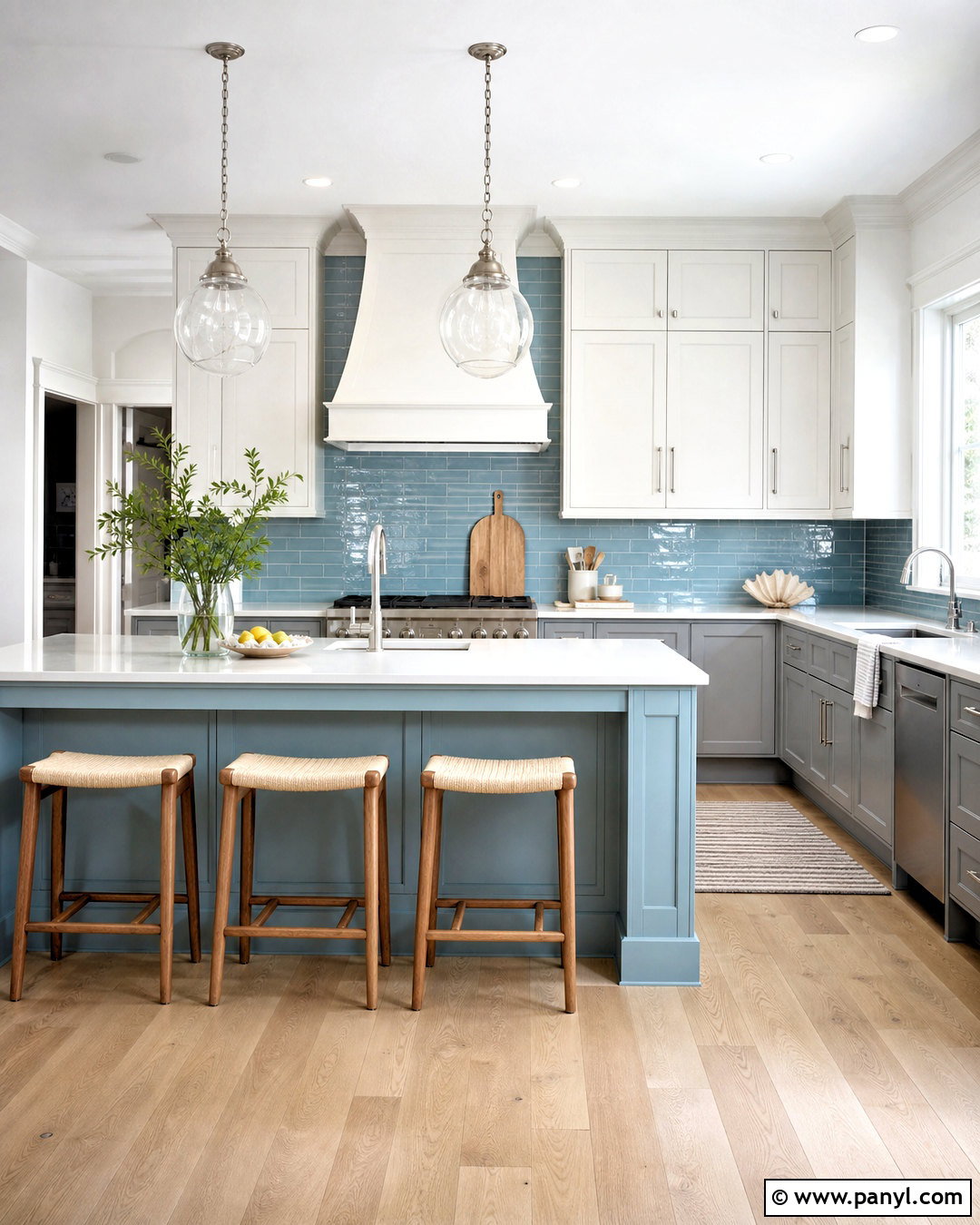 Gray Kitchen With Powder Blue - 20 gray kitchen ideas color combos