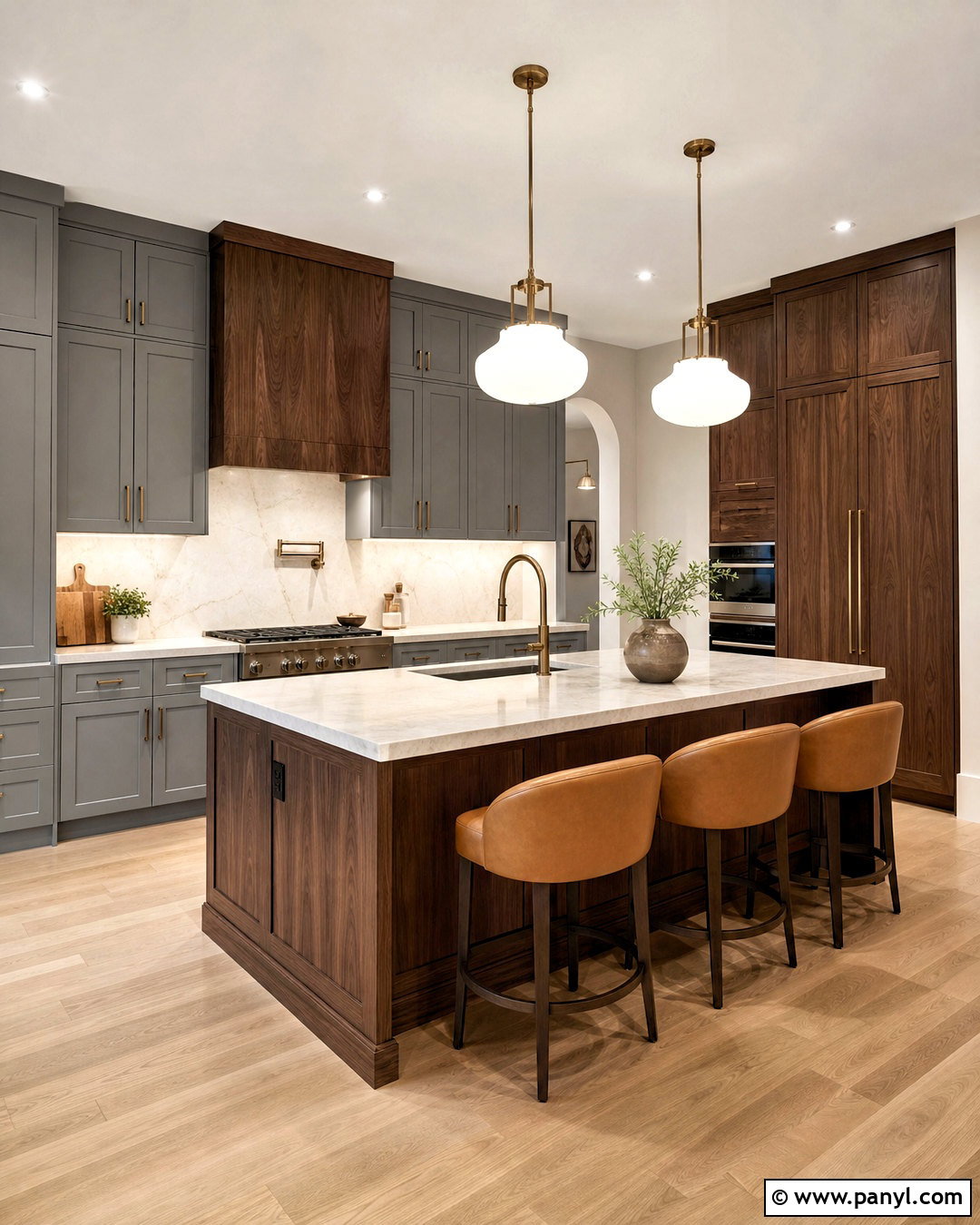 Gray Kitchen With Walnut Wood - 20 gray kitchen ideas color combos