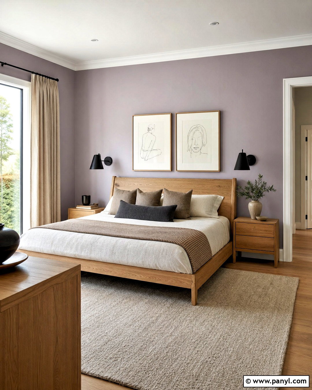 Gray Lavender Walls With Oak - 20 lavender bedroom walls
