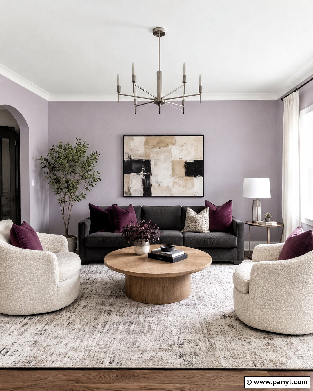 Gray Lilac Living Room - 20 lilac wall paint ideas