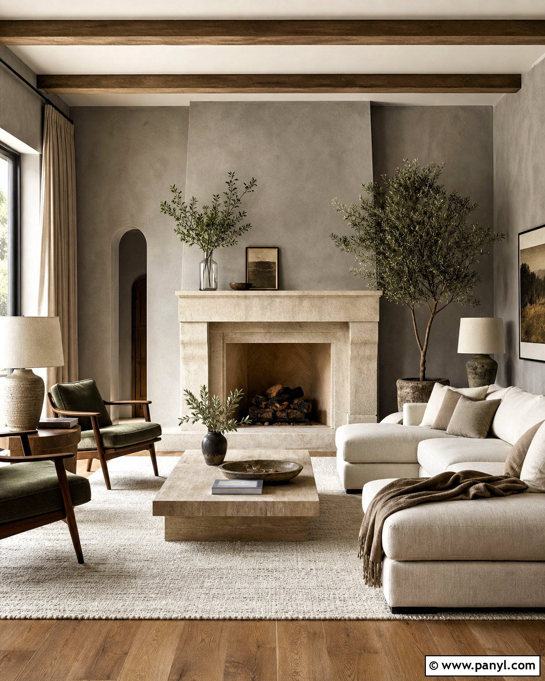 Gray Limewash With Natural Stone - 20 gray limewash wall ideas