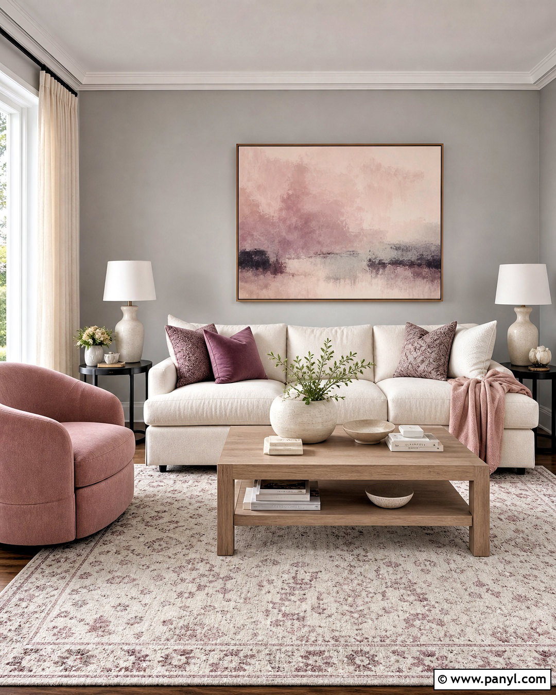 Gray Living Room With Blush Pink Accents - 20 gray wall living room ideas