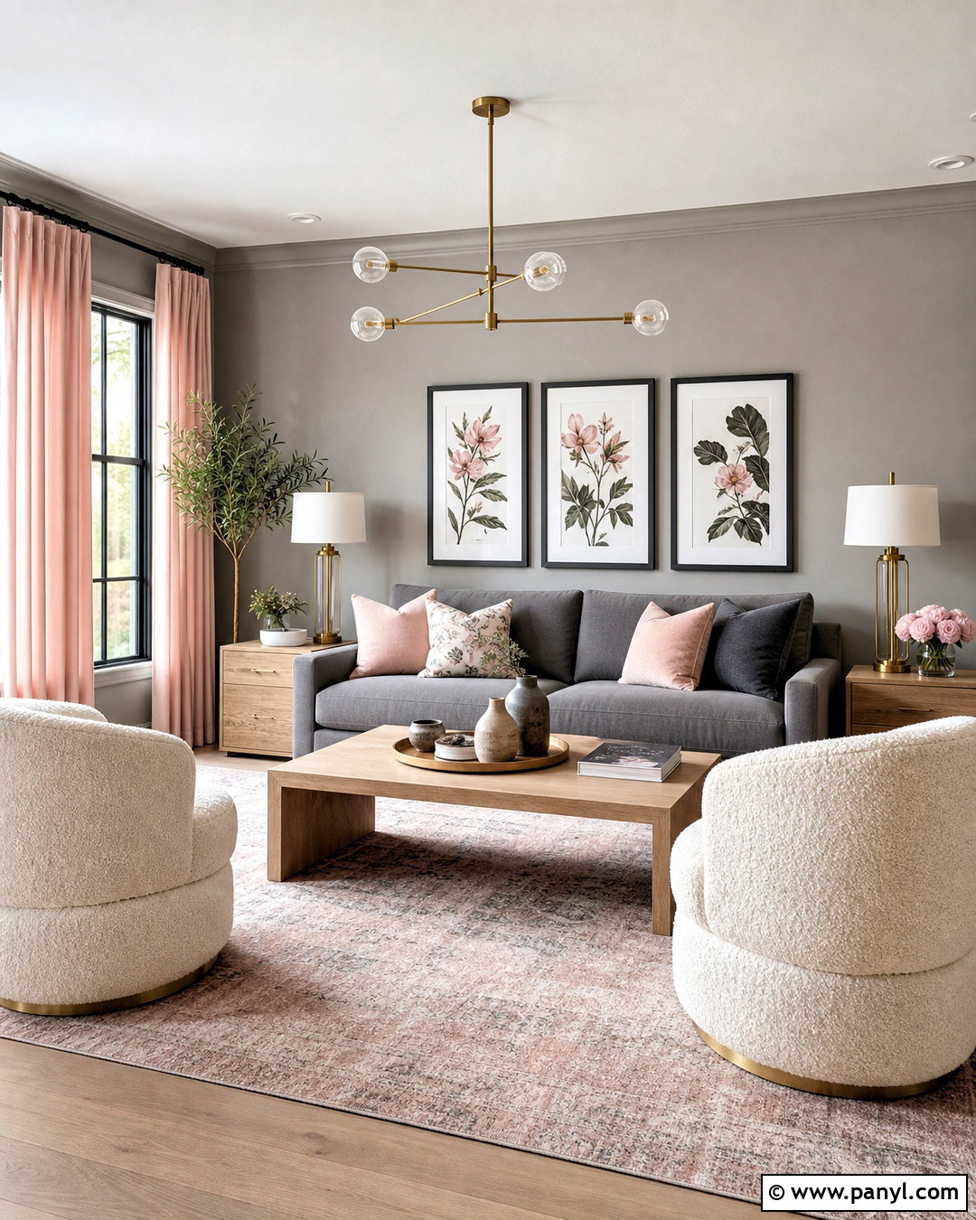 Gray Living Room With Blush Pink - 20 accent colors for gray living room ideas