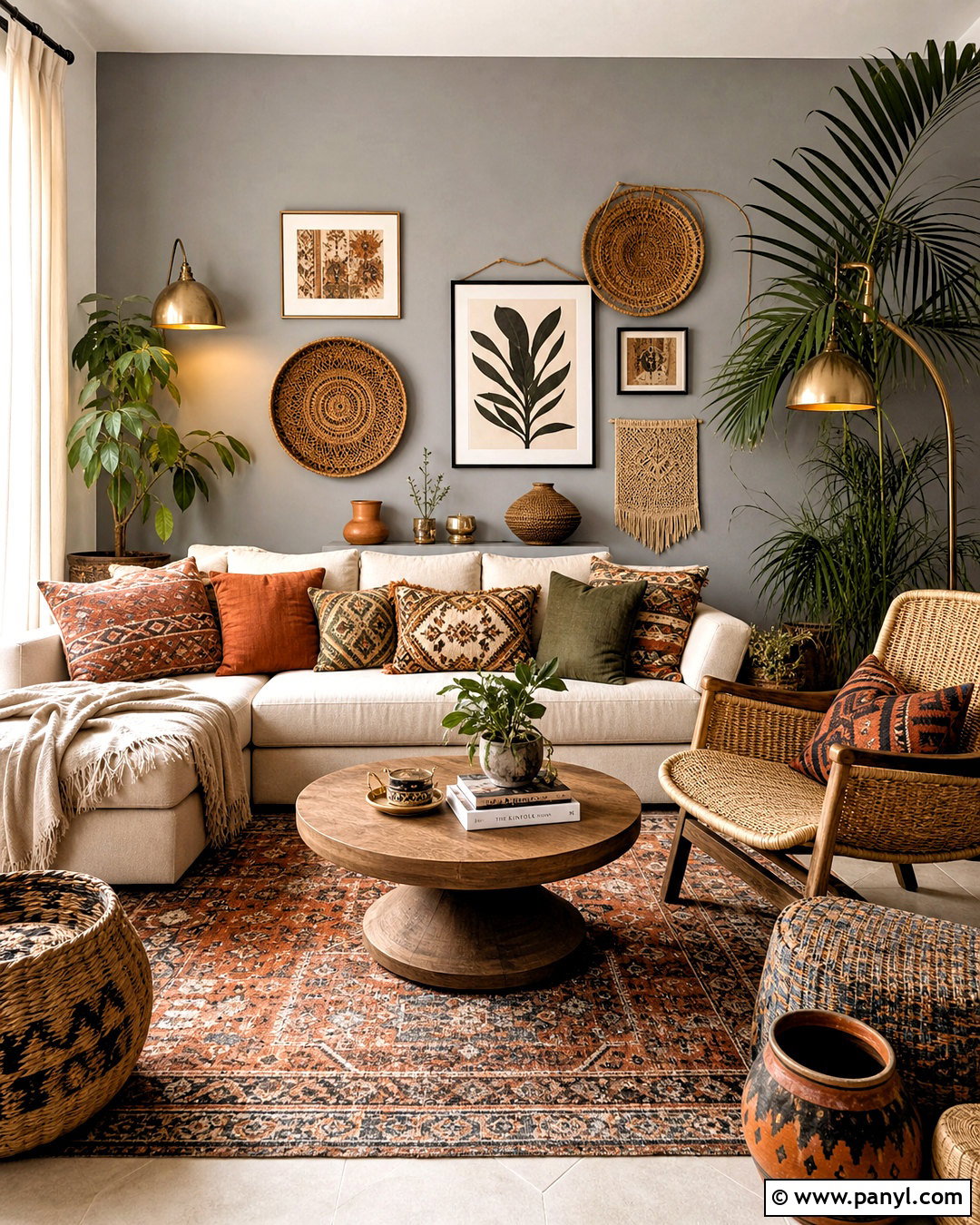 Gray Living Room With Boho Decor - 20 gray wall living room ideas