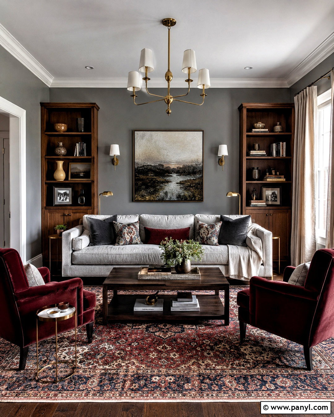 Gray Living Room With Burgundy - 20 colors that go with gray living rooms