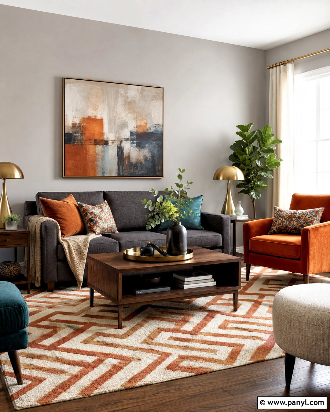 Gray Living Room With Burnt Orange - 20 colors that go with gray living rooms