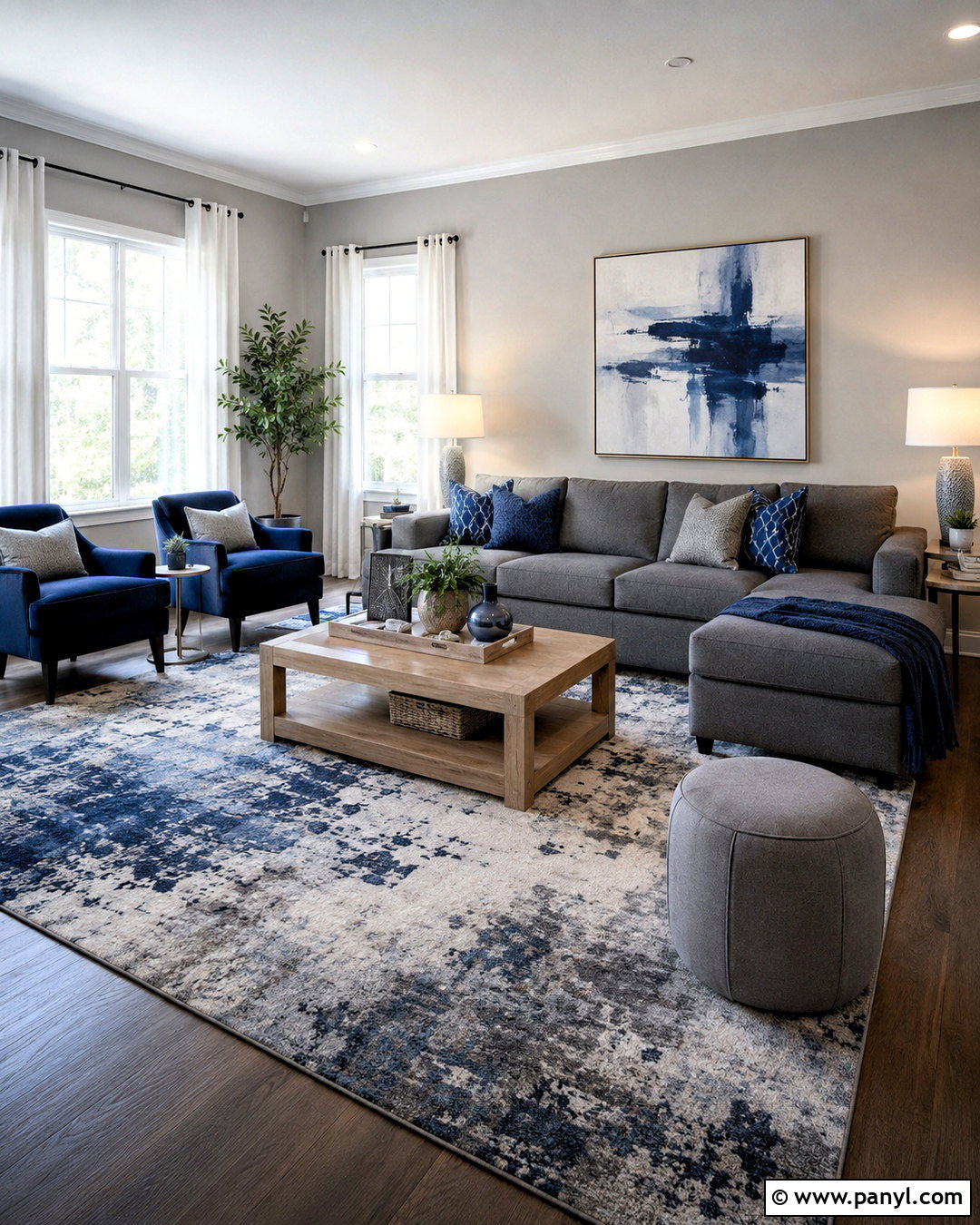 Gray Living Room With Cobalt Blue - 20 colors that go with gray living rooms