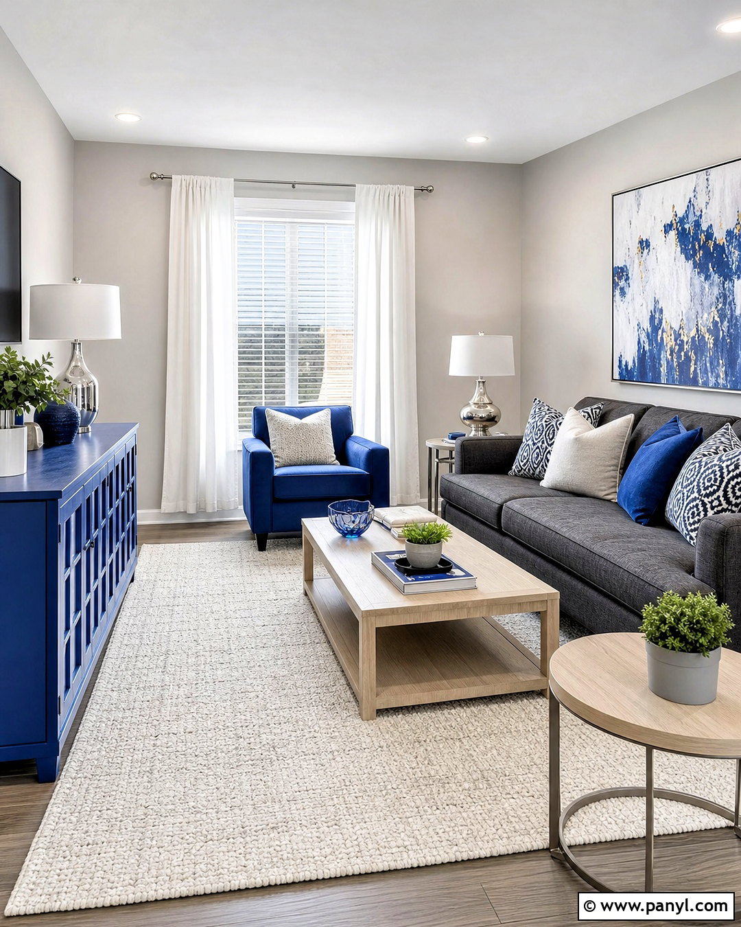 Gray Living Room With Cobalt Blue - 20 accent colors for gray living room ideas