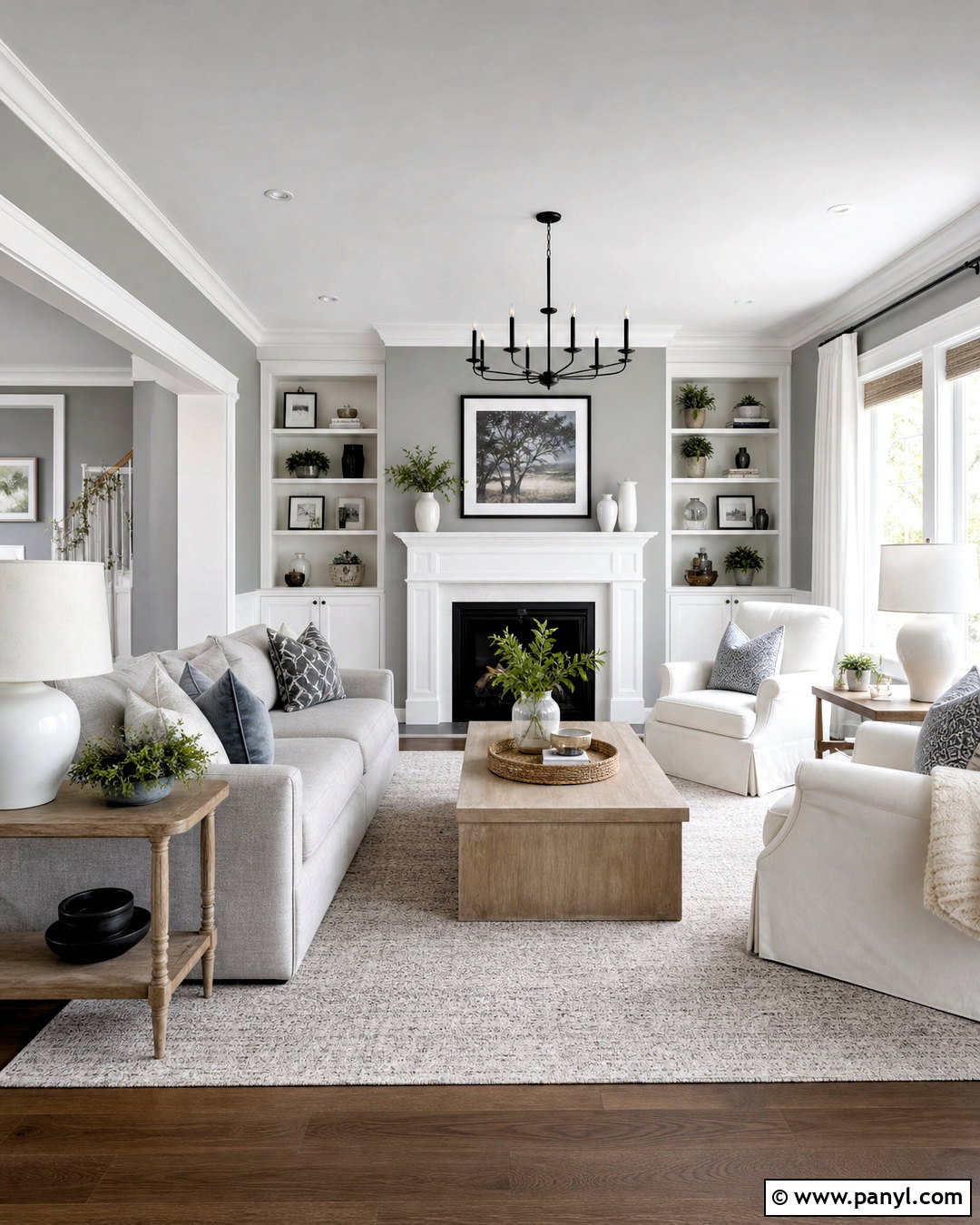 Gray Living Room With Crisp White - 20 accent colors for gray living room ideas