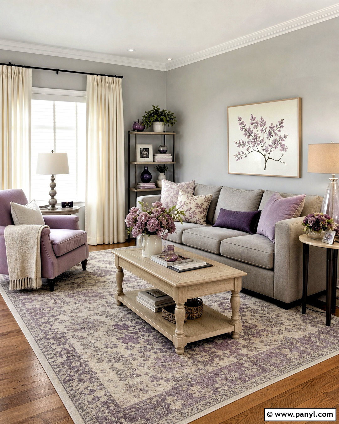 Gray Living Room With Lavender - 20 accent colors for gray living room ideas